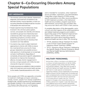 Image of first page of reading for the continuing education course Co-Occurring Disorders Among Special Populations- Substance Use Disorder Treatment for People with Co-Occurring Disorders