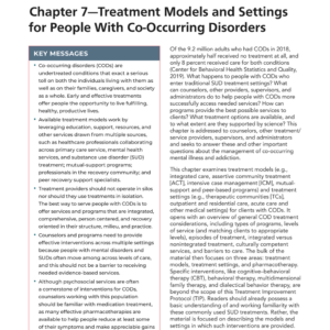 Image of first page of the reading for the continuing education course Treatment Models and Settings for People with Co-Occurring Disorders- Substance Use Disorder Treatment for People with Co-Occurring Disorders