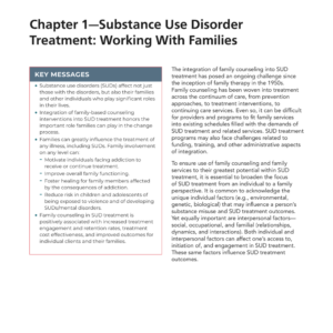 Image of the first page of the reading for the continuing education course Substance Use Disorder Treatment: Working with Families