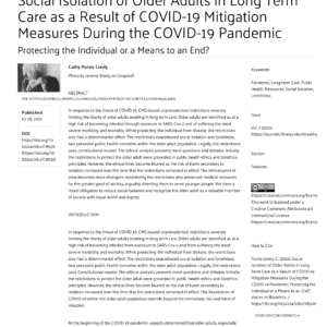 First page of the reading for the continuing education course An Ethical Analysis of the Mitigation Measures, Restrictions, and Social Isolation of Long Term Care Residents during the Covid-19 Pandemic