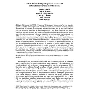 Image of first page of reading for the continuing education course Covid-19 and the Rapid Expansion of Telehealth in Social and Behavioral Health Services