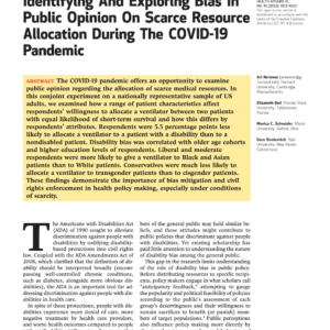 First page of the reading for the continuing education course Identifying And Exploring Bias In Public Opinion On Scarce Resource Allocation During the Covid-19 Pandemic