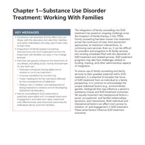 Image of the first page of the reading for the continuing education course Substance Use Disorder Treatment and Family Therapy Part 1