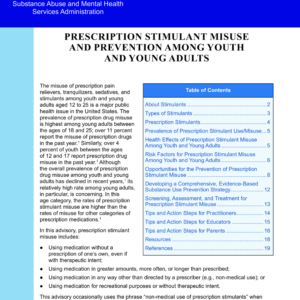 Image of the first page of the reading for the continuing education course Prescription Stimulant Misuse and Prevention Among Youth and Young Adults