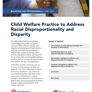 Image of first page of reading for continuing education course Child Welfare Practice to Address Racial Disproportionality and Disparity