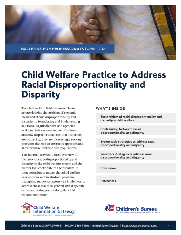 Image of first page of reading for continuing education course Child Welfare Practice to Address Racial Disproportionality and Disparity