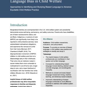 Image of first page of reading for the continuing education course Language Bias in Child Welfare