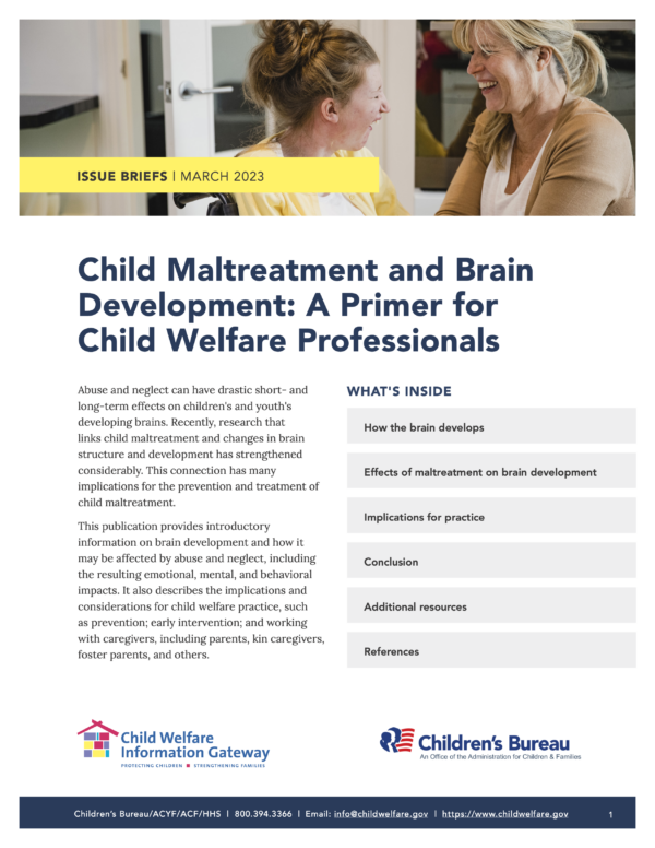 Image of first page of reading for the continuing education course Child Maltreatment and Brain Development: A Primer for Child Welfare Professionals