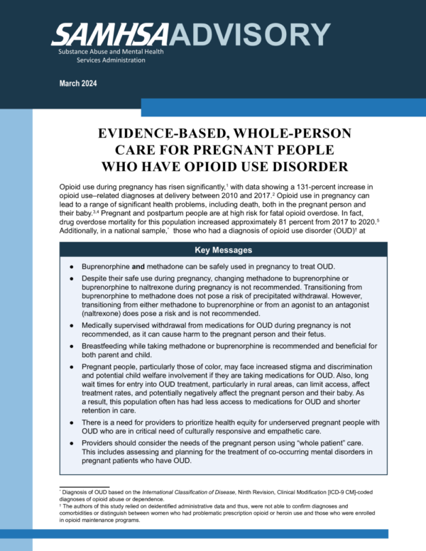 Image of the first page of the reading for the continuing education course Evidence-Based, Whole-Person Care For Pregnant People Who Have Opioid Use Disorder