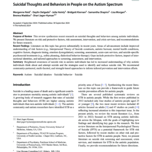 Image of the first page of the reading for the continuing education course Suicidal Thoughts and Behaviors in People on the Autism Spectrum (1 credit hour)