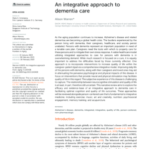 First page of the reading for the continuing education course Alzheimer's Disease and An Integrative Approach to Dementia Care
