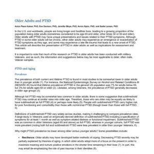 First page of the reading for the continuing education course Older Adults and PTSD (1 credit hour)