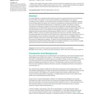 First page of the reading for the continuing education course The Opioid Epidemic: A Review of the Contributing Factors, Negative Consequences, and Best Practices (1 credit hour)