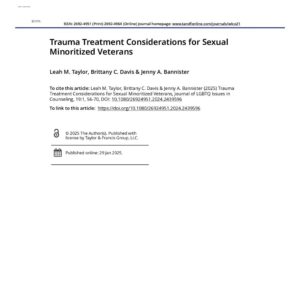 First page of the reading for the continuing education course Trauma Treatment Considerations for Sexual Minoritized Veterans (1 credit hour)