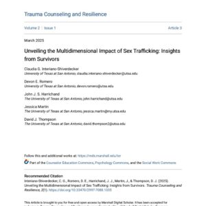 First page of the reading for the continuing education course Human Trafficking and the Multidimensional Impact of Sex Trafficking (2 credit hours)