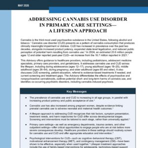 First page of the reading for the continuing education course Addressing Cannabis Use Disorder in Primary Care Settings- A Lifespan Approach (1 credit hour)