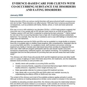 First page of the reading for the continuing education course Evidence-Based Care for Clients with Co-Occurring Substance Use Disorders and Eating Disorders (1 credit hour)